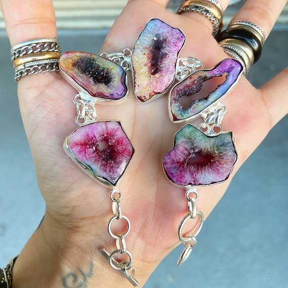 925 Sterling silver rainbow solar quartz bracelet - Picture 6 of 8